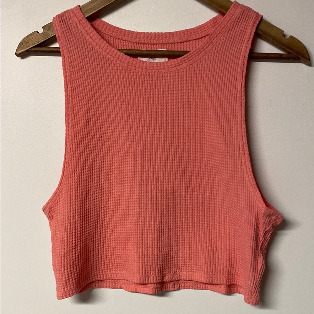Offline by Aerie Coral Pink Ribbed Sleeveless Cropped Tank